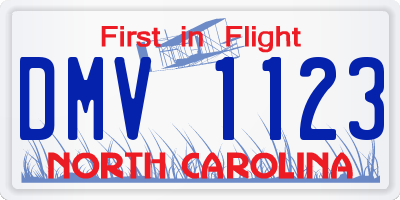 NC license plate DMV1123