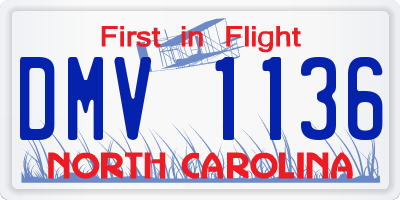 NC license plate DMV1136