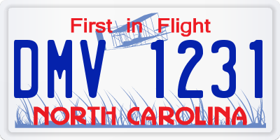 NC license plate DMV1231