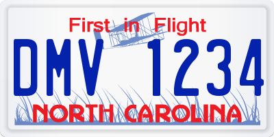 NC license plate DMV1234