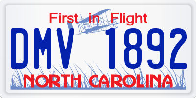 NC license plate DMV1892