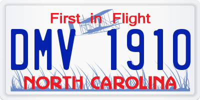 NC license plate DMV1910