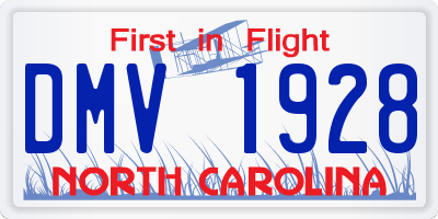 NC license plate DMV1928