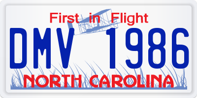 NC license plate DMV1986