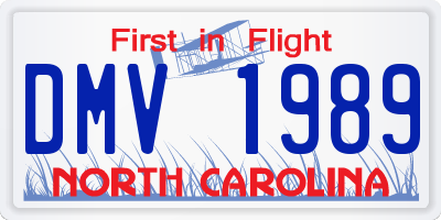 NC license plate DMV1989