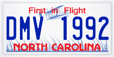 NC license plate DMV1992