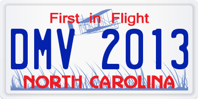 NC license plate DMV2013
