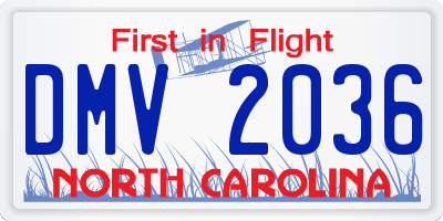 NC license plate DMV2036