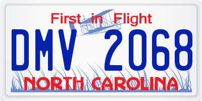 NC license plate DMV2068