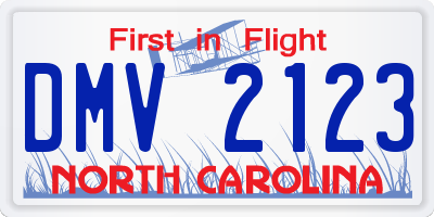 NC license plate DMV2123