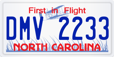 NC license plate DMV2233
