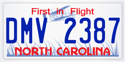 NC license plate DMV2387