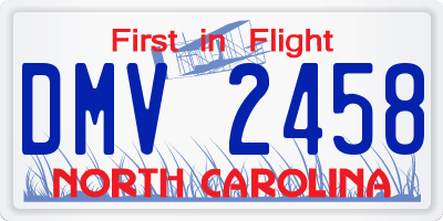 NC license plate DMV2458