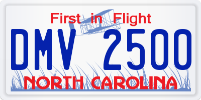 NC license plate DMV2500