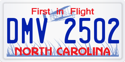 NC license plate DMV2502