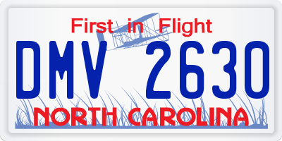 NC license plate DMV2630
