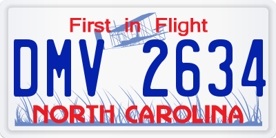 NC license plate DMV2634
