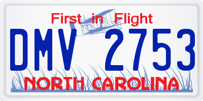 NC license plate DMV2753