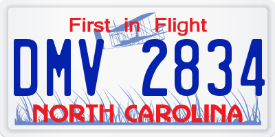 NC license plate DMV2834