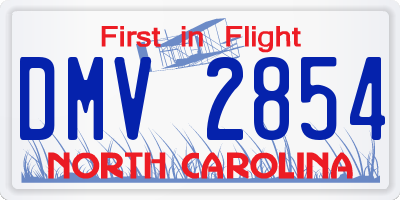 NC license plate DMV2854