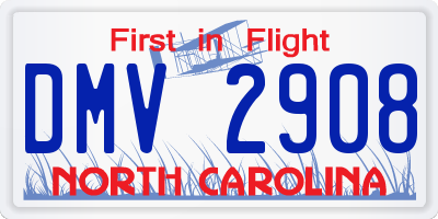 NC license plate DMV2908