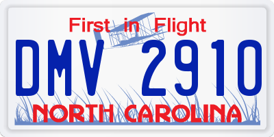 NC license plate DMV2910