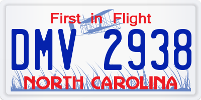 NC license plate DMV2938