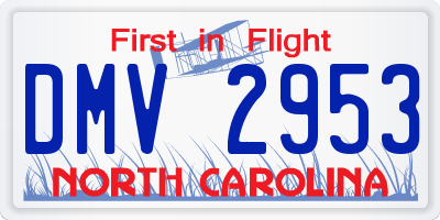 NC license plate DMV2953
