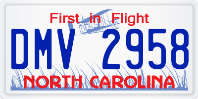 NC license plate DMV2958