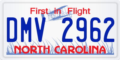 NC license plate DMV2962