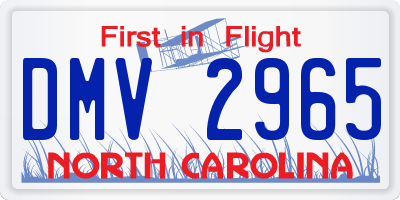 NC license plate DMV2965