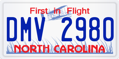 NC license plate DMV2980