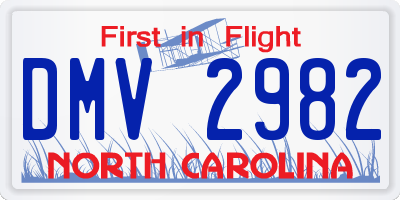 NC license plate DMV2982