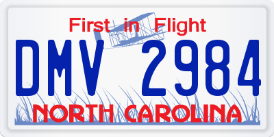 NC license plate DMV2984