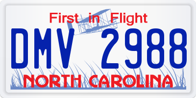 NC license plate DMV2988
