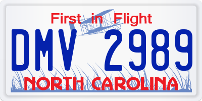NC license plate DMV2989