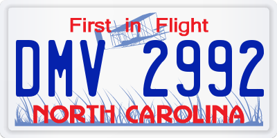 NC license plate DMV2992