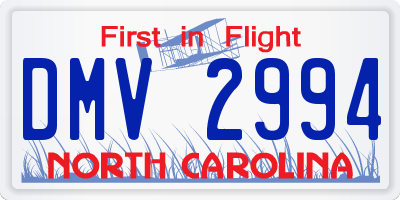 NC license plate DMV2994