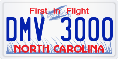 NC license plate DMV3000