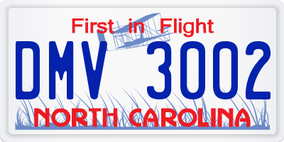 NC license plate DMV3002