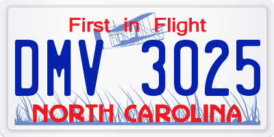 NC license plate DMV3025