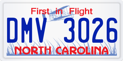 NC license plate DMV3026