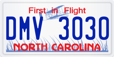 NC license plate DMV3030