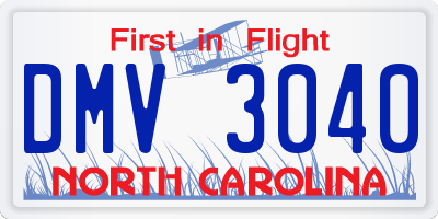 NC license plate DMV3040