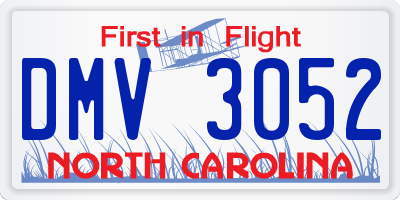 NC license plate DMV3052
