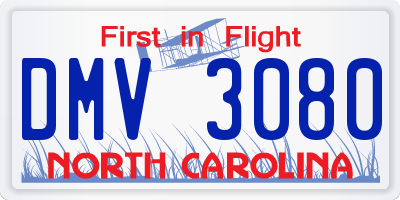 NC license plate DMV3080