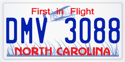 NC license plate DMV3088