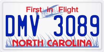 NC license plate DMV3089