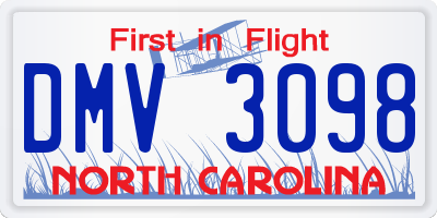 NC license plate DMV3098