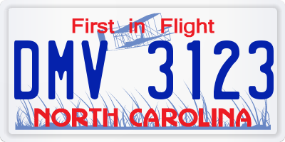 NC license plate DMV3123